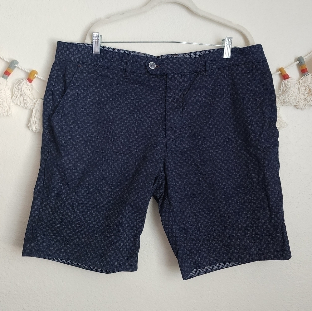 Ted Baker Miniprint Blue Straight Fit Shorts Casual Chic Minimalist Mens 38R